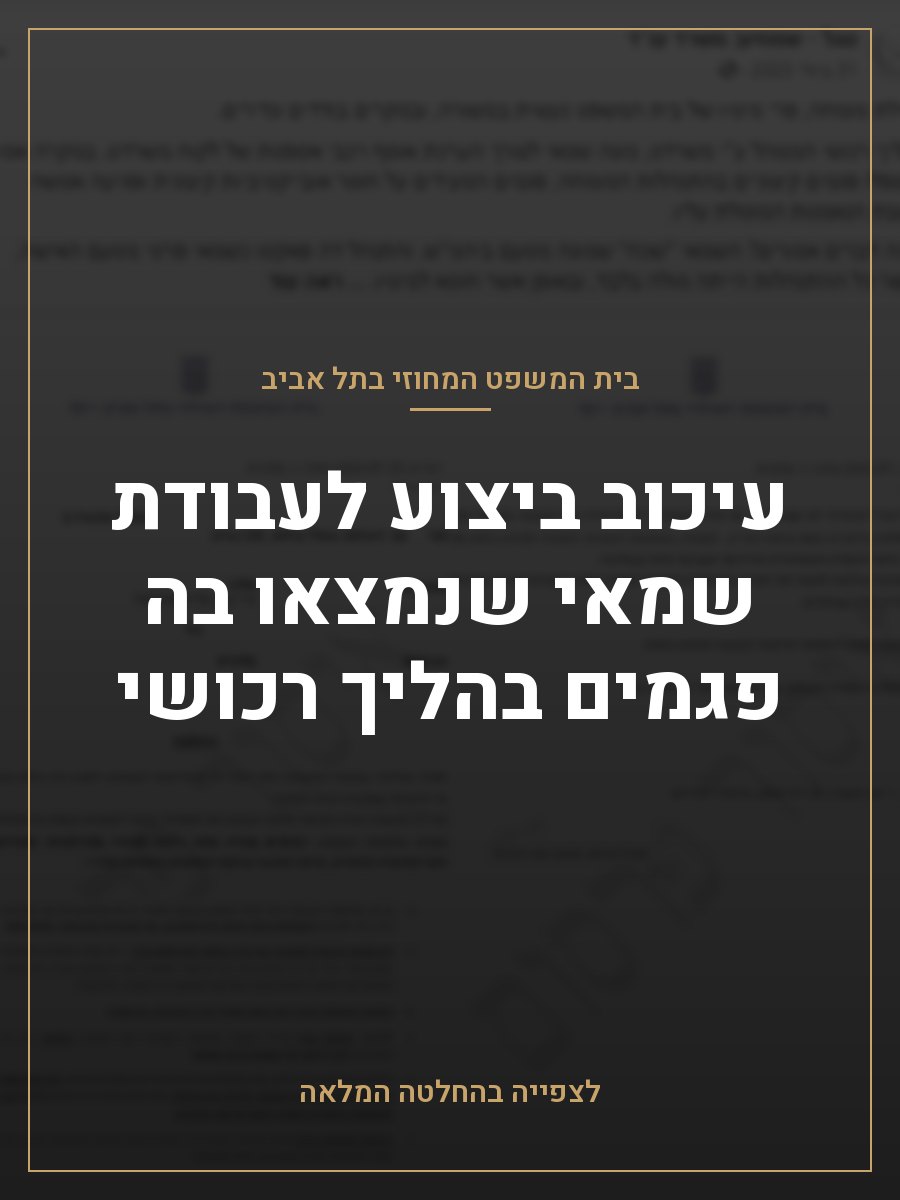 עיכוב ביצוע לעבודת שמאי שנמצאו בה פגמים בהליך רכושי